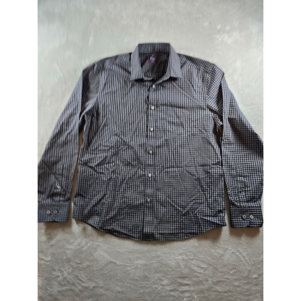 UNTUCKIT Alberdi Shirt Mens L Grey Check Regular Fit Long Sleeve 41693